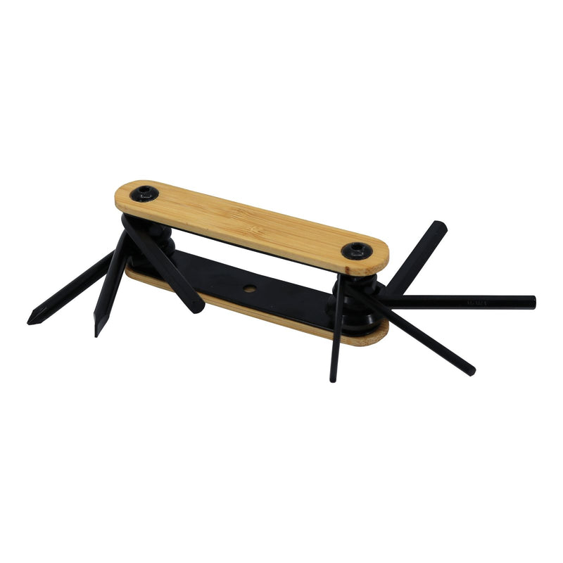 Personalised Bamboo & Black Steel 7-piece BIKE Set or Multi Tool Set