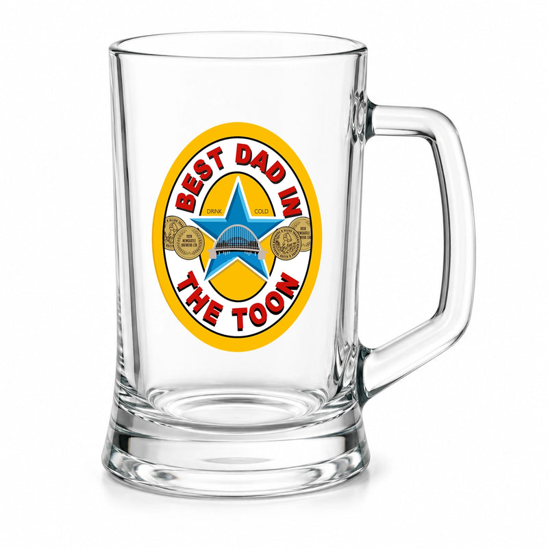 Best Dad in the Toon Pint Tankard with UV printed Toon-inspired football badge design