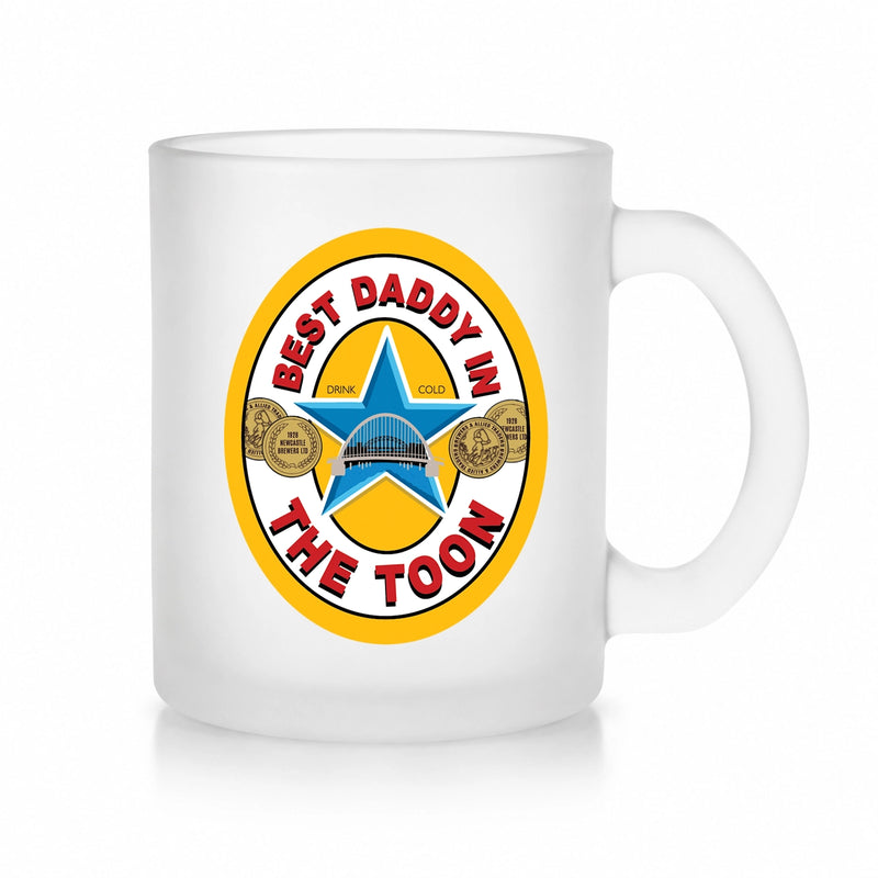 Best Daddy in the Toon Frosted Glass Mug with UV printed Toon-inspired football badge design