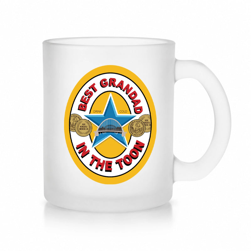 Best Grandad in the Toon Frosted Glass Mug with UV printed Toon-inspired football badge design