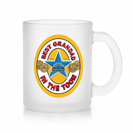 Best Grandad in the Toon Frosted Glass Mug with UV printed Toon-inspired football badge design