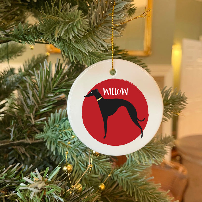 Personalised Black Whippet Christmas Bauble