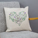 Personalised botanical heart cushion with watercolour flower bouquet