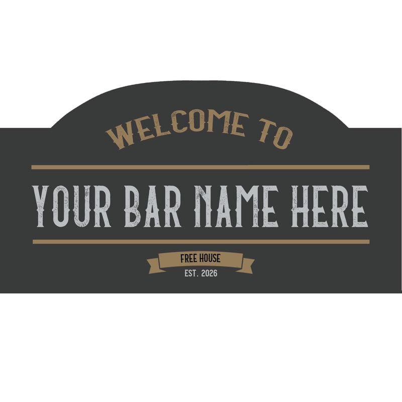 Personalised Bar Sign – Custom Name, Retro Style, Charcoal Colour