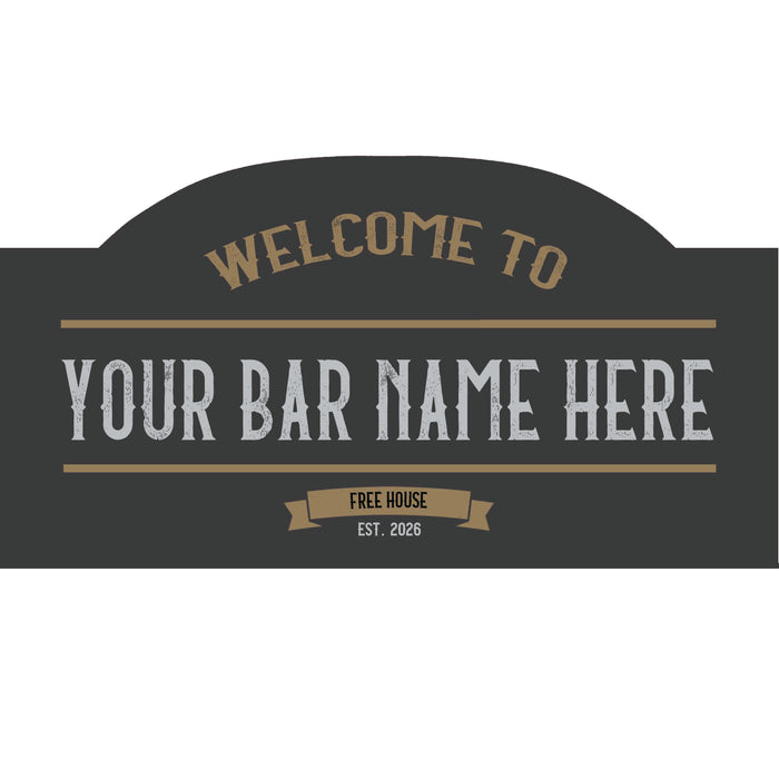 Personalised Bar Sign – Custom Name, Retro Style, Charcoal Colour