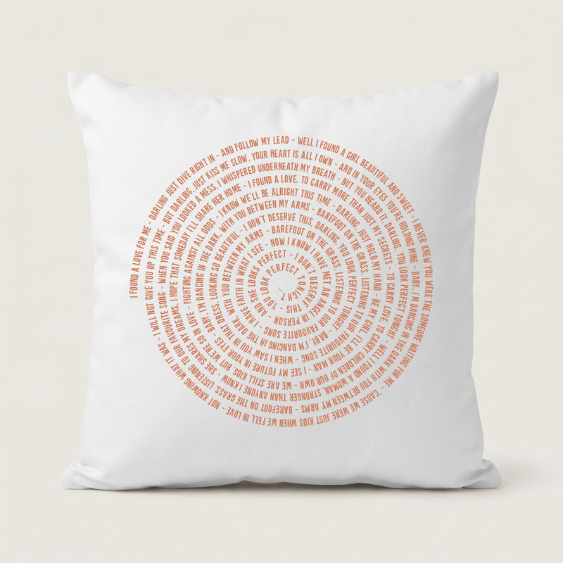 Personalised Song Lyrics Spiral Cushion – Custom Names & Date Couple Gift