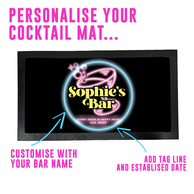 Cocktail Bar Personalised Bar Mat & Coasters