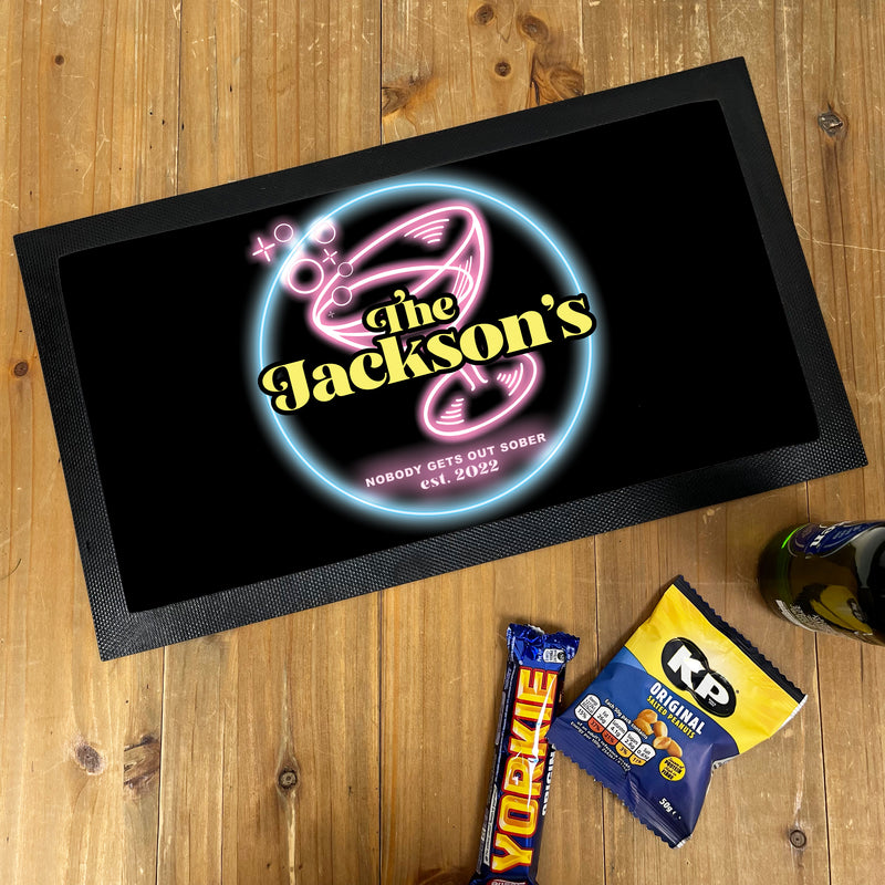 Cocktail Bar Personalised Bar Mat & Coasters