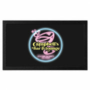 Personalised neon cocktail bar mat with custom bar name