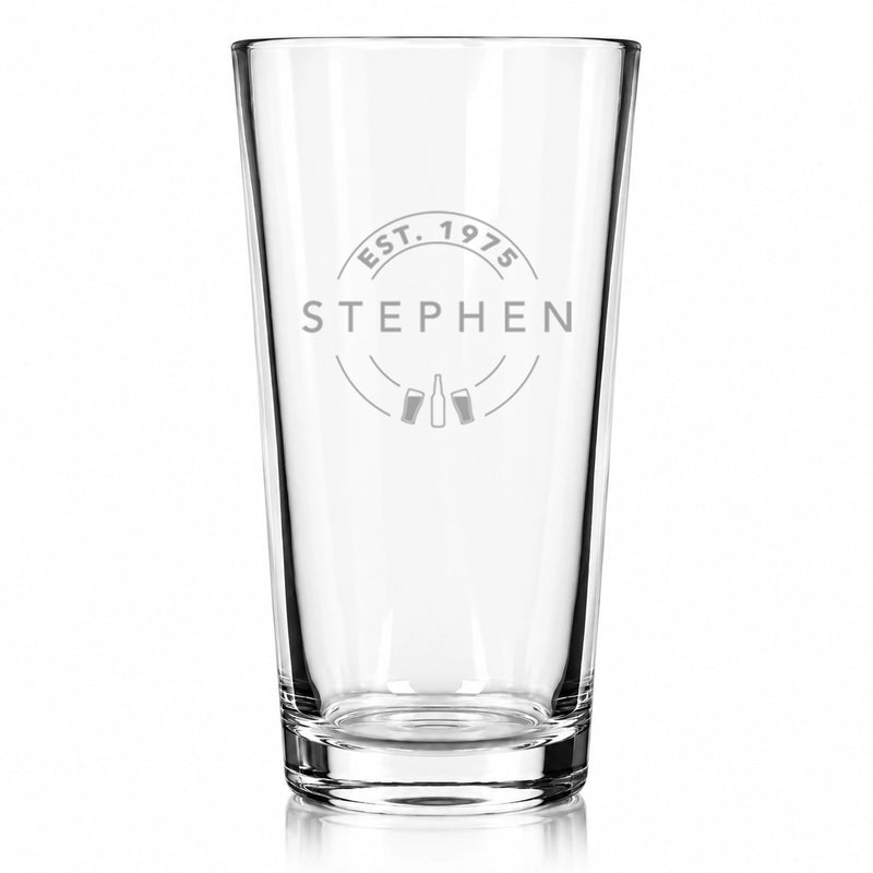 Personalised Pint Glass – Engraved Name & Birth Year | Established Design