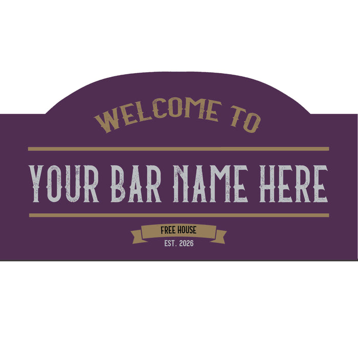 Personalised Bar Sign – Custom Name, Retro Style, Damson Colour
