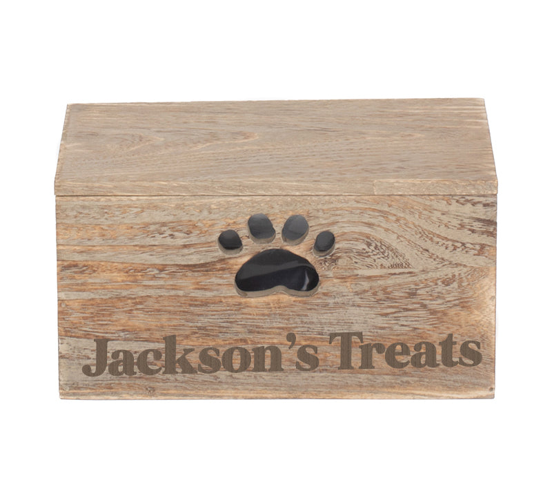 Personalised Oak-Effect Dog Treat Box (Plastic-Lined)