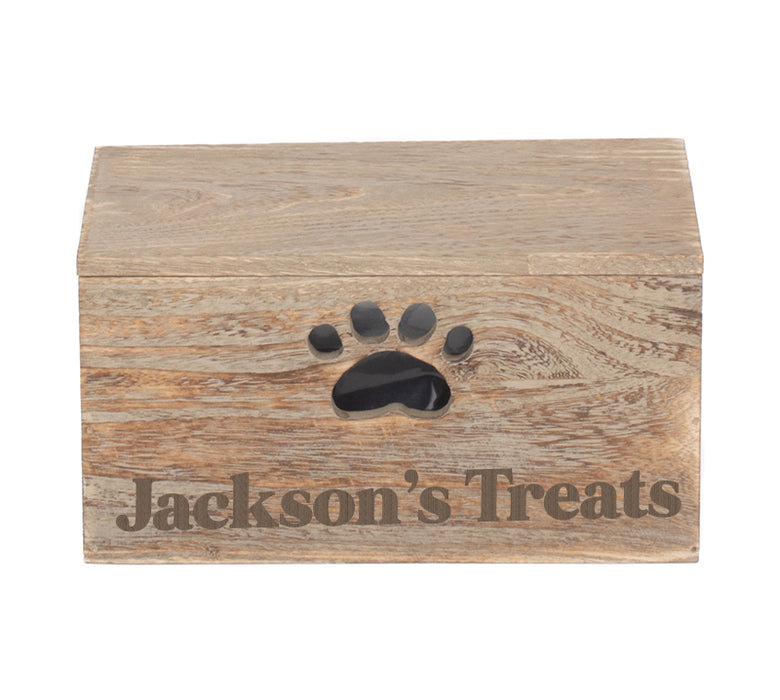 Personalised Oak-Effect Dog Treat Box (Plastic-Lined)