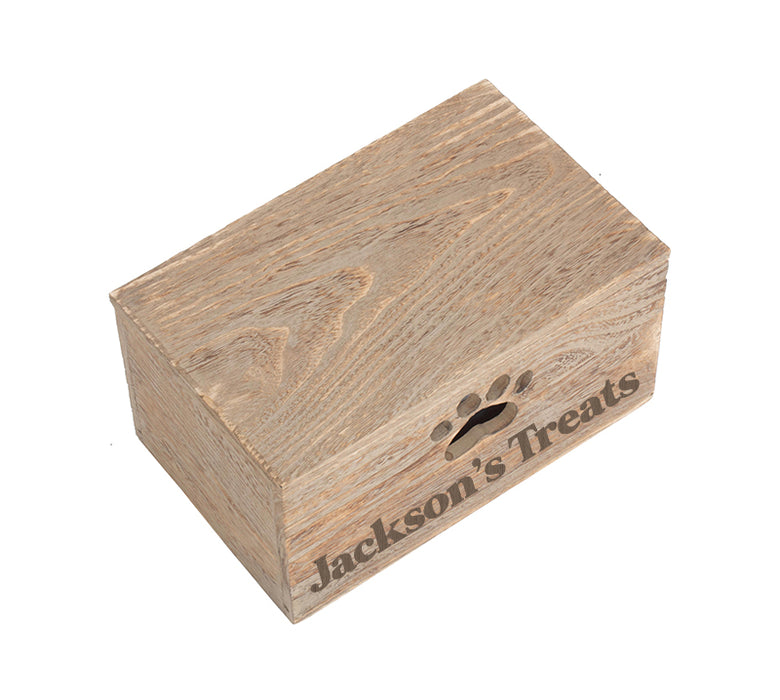 Personalised Oak-Effect Dog Treat Box (Plastic-Lined)