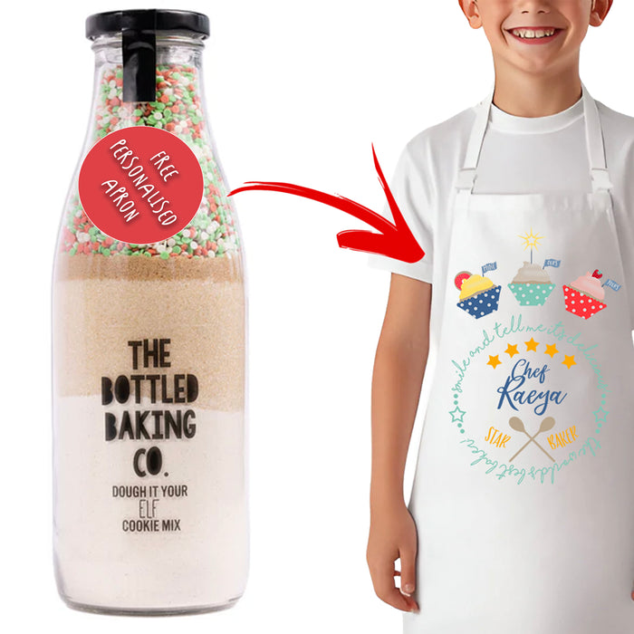 The Bottled Baking Co 'Dough it your Elf' Cookie Baking Mix + FREE Personalised Apron