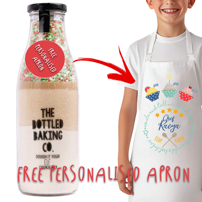 The Bottled Baking Co 'Dough it your Elf' Cookie Baking Mix + FREE Personalised Apron