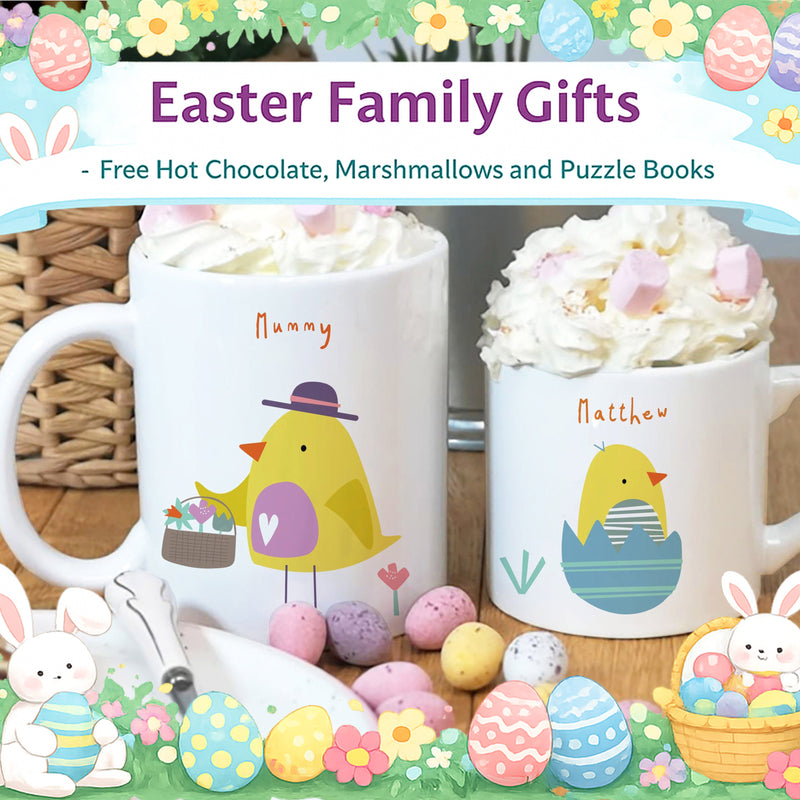 Easter Chick Matching Mug Set - Personalised Family Easter Gift