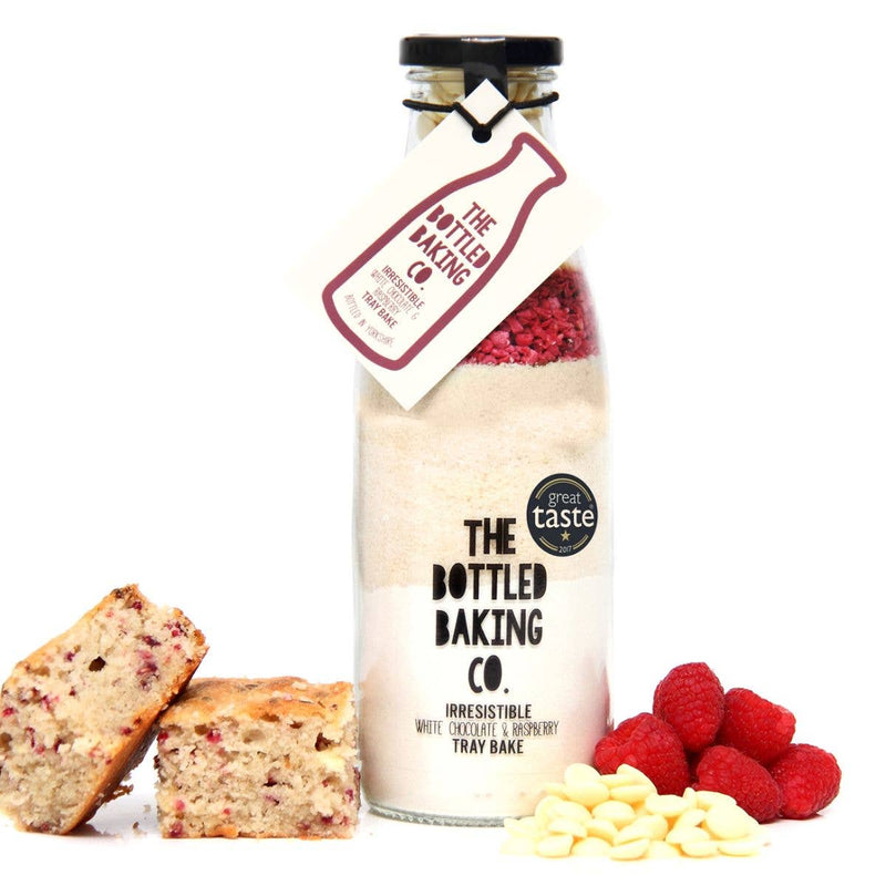 Irresistible White Chocolate &amp; Raspberry Tray Bake Mix + FREE Personalised Apron