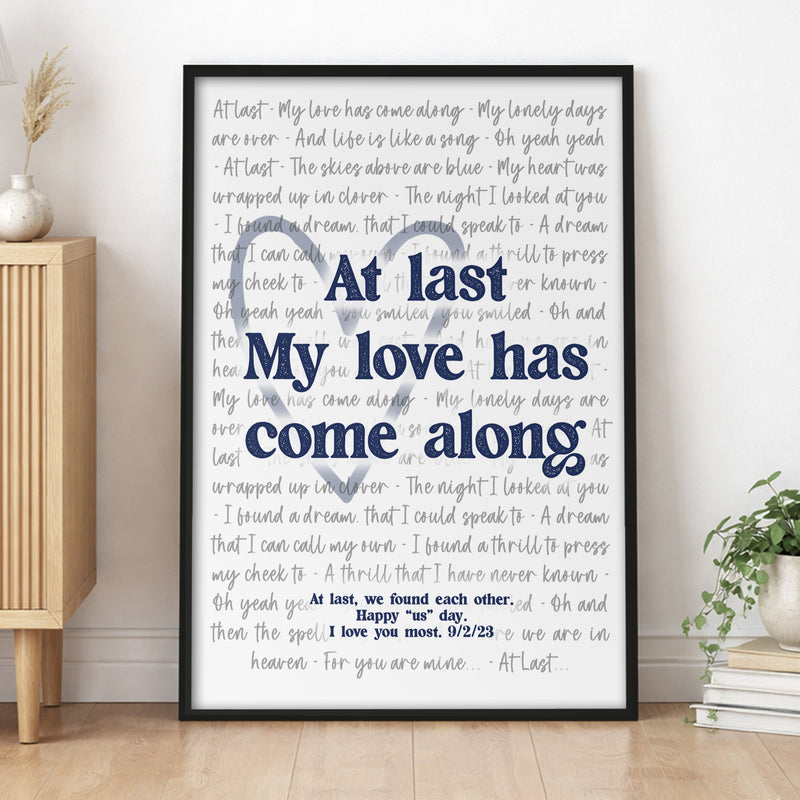 Our Song Print Large Lyrics and Romantic Heart Personalised