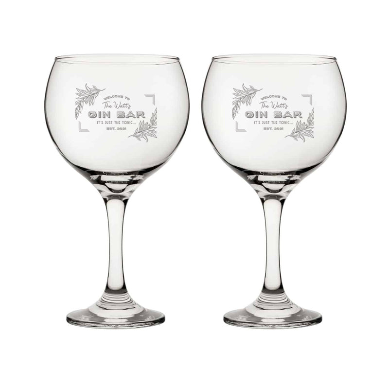 Engraved Gin Glasses Personalised using of Gin Bar Design