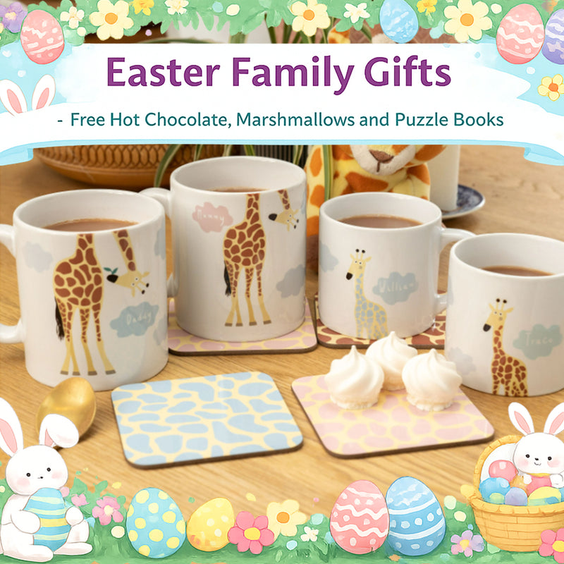 Giraffe Family Mug Set with Mini and Large Mugs Personalised