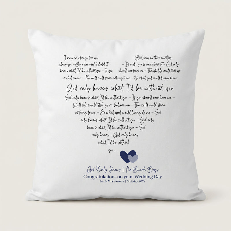 Personalised Heart of Words Cushion Cover (Song Lyrics + Custom Text)