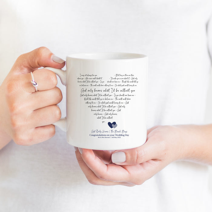 Personalised Song Lyrics Heart Mug – Custom Wedding Song Gift