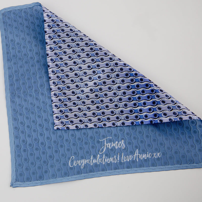 Bike Chain Patterned Personalised Pocket Square