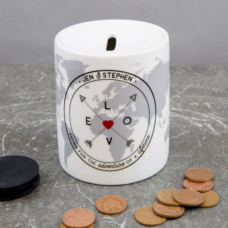 Couples Saving Fund Money Box - New Home Or Adventure Couple Gift - Newly Wed Savings Jar Present