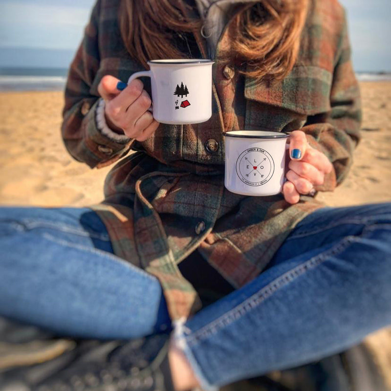 Personalised Pair Of Camping Mugs - Travel And Finding Love Themed - Ideal Gift For Wanderlust Couple