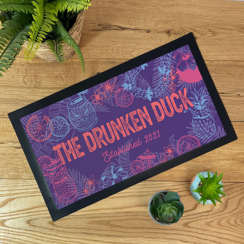 Personalised Tiki Bar Mat – Tropical Home Bar Runner