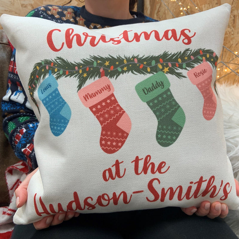 Personalised Family Christmas Stocking Cushion Gift