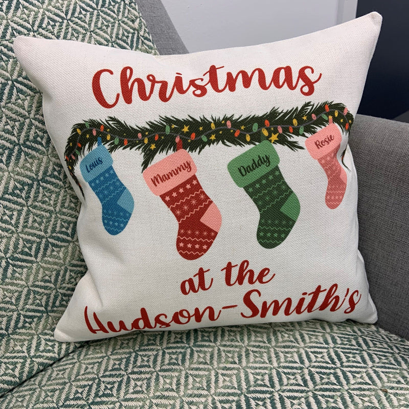 Personalised Family Christmas Stocking Cushion Gift
