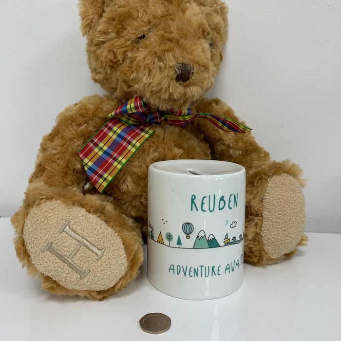 Adventure Awaits Ceramic Money Box - Ideal New Baby Or Christening Present