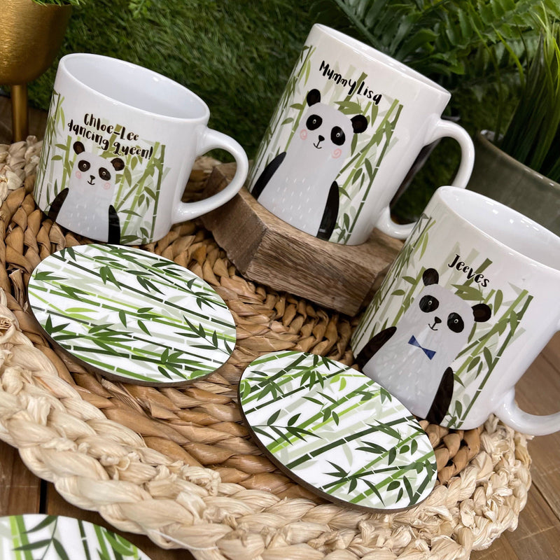 Panda Bear Personalised Mug and Coaster Set - Fun Mummy Daddy Baby Panda Family Gift - Mama Papa Toddler Mug Set Christmas Eve Present