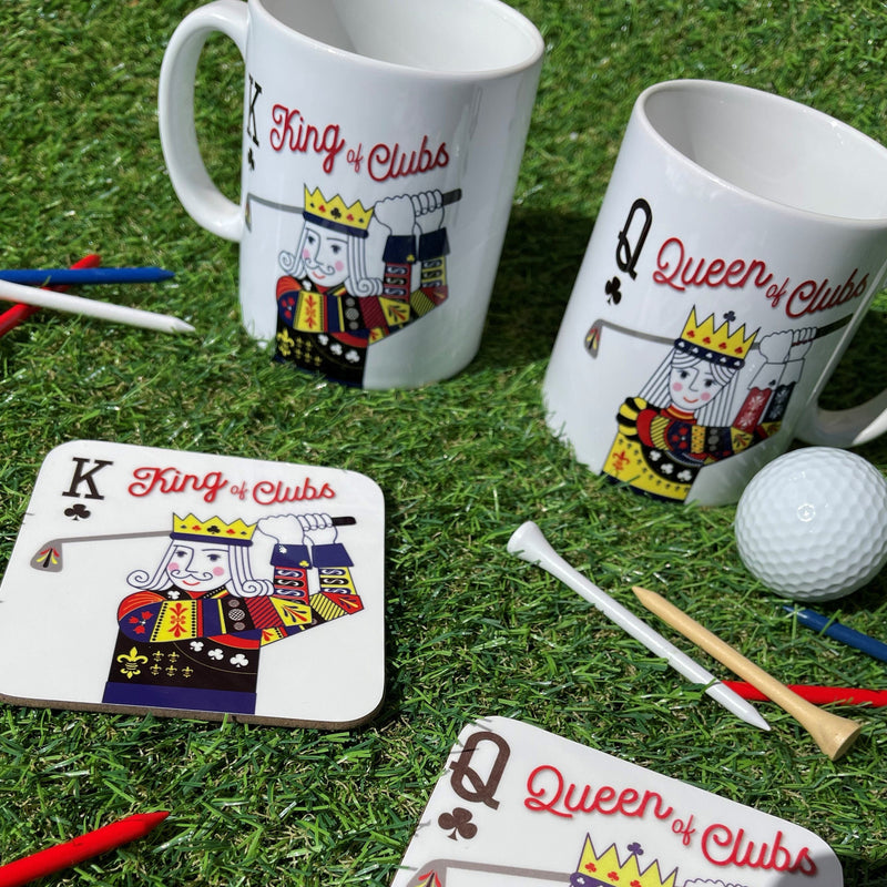 Golfer Secret Santa Gift - King Of Clubs Playing Card Coaster - Golf Present For Him