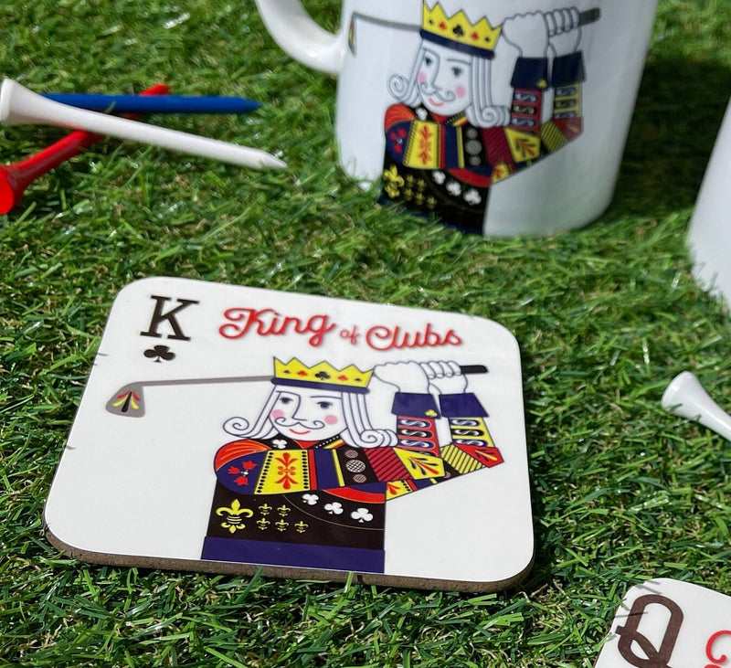 Golfer Secret Santa Gift - King Of Clubs Playing Card Coaster - Golf Present For Him