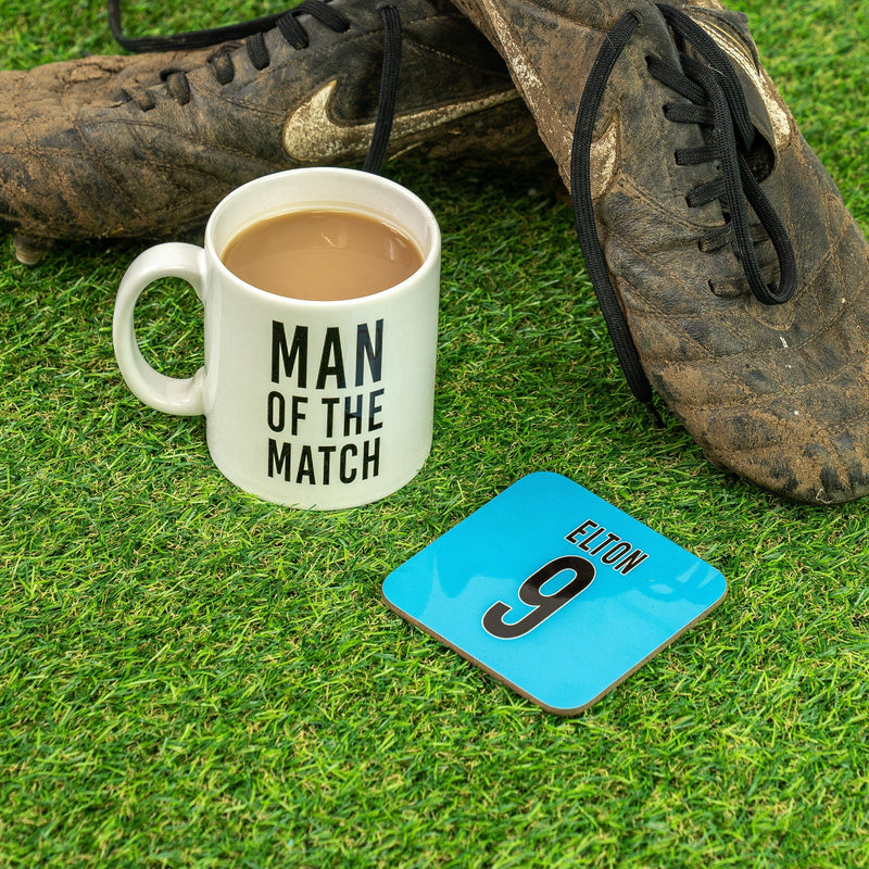 Custom Team Kit Colours Mug - Any Sport Or Football Strip Design "Man Of The Match" Back - Gift For Dad