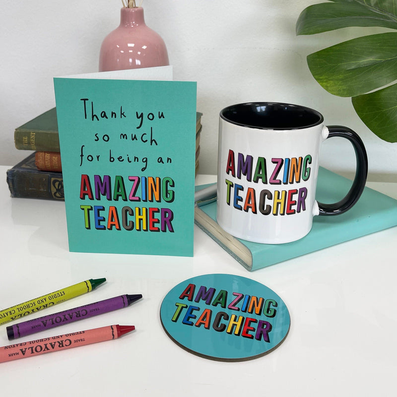 Personalised Amazing Teacher Mug & Coaster Gift Set