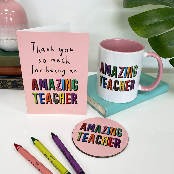 Personalised Amazing Teacher Mug & Coaster Gift Set