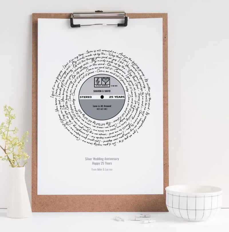 Personalized Song Lyrics Vinyl Record Print: Anniversary, Wedding, Birthday (Digital Download)
