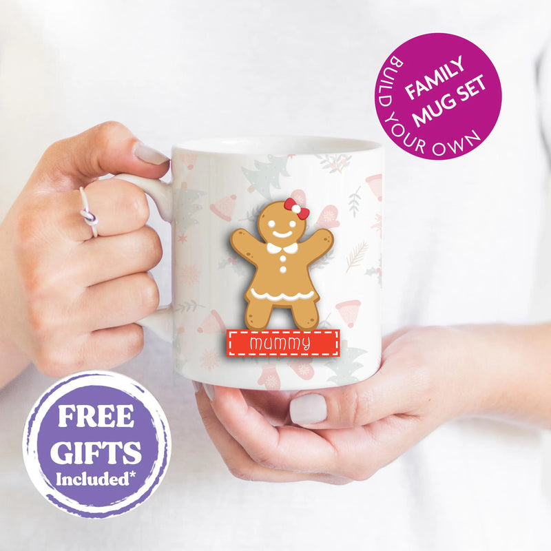 Personalised Gingerbread Mug & Coaster • Family Hot-Chocolate Cups • Kids Mini Mug • FREE Hot Choc Gift • Christmas Eve Box Filler