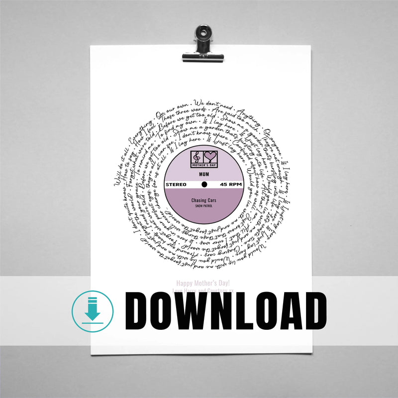 Personalized Song Lyrics Vinyl Record Print: Anniversary, Wedding, Birthday (Digital Download)