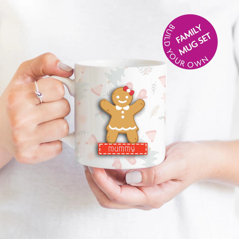 Personalised Gingerbread Mug & Coaster • Family Hot-Chocolate Cups • Kids Mini Mug • FREE Hot Choc Gift • Christmas Eve Box Filler