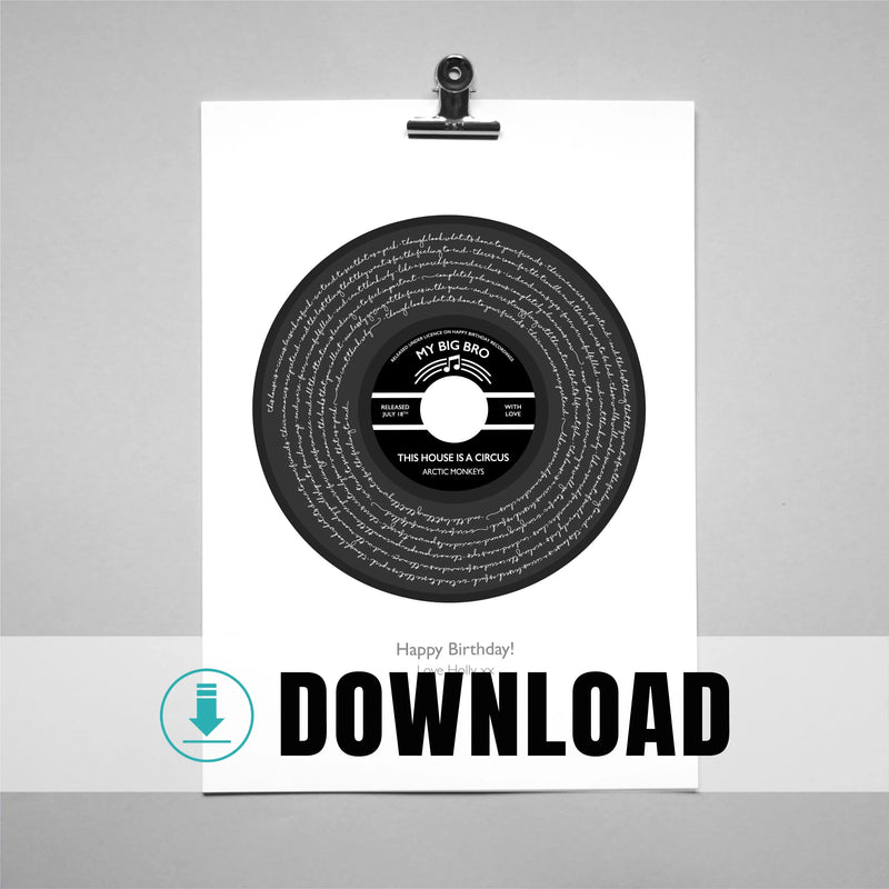 Personalised Vinyl Record Label Print: Unique Gift for Weddings, Anniversaries, Father's Day - Digital Print