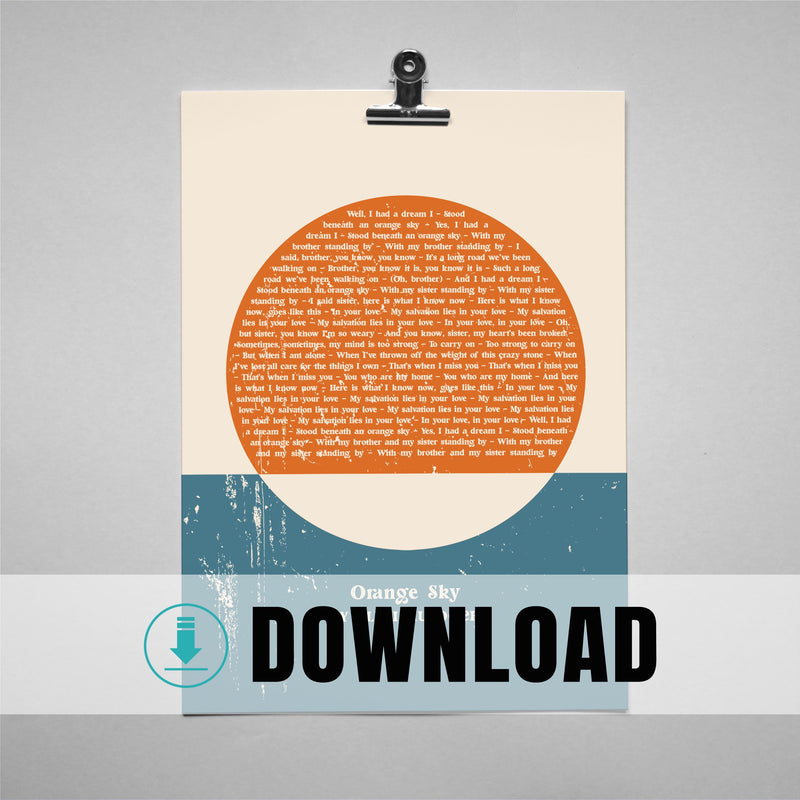 Personalised Song Lyrics Digital Print | Custom Wedding Anniversary Gift | Retro Modern Wall Art | Digital Download