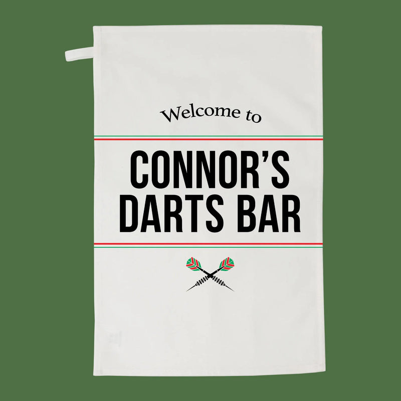 Personalised Darts Bar Tea Towel Custom Darts Gift – Home Bar, Man Cave, Pub-Style Kitchen Decor