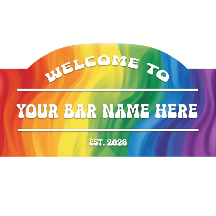 Personalised Bar Sign – Custom Name, Rainbow Style