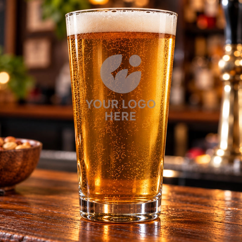 Custom Logo Engraved Pint Glass – Personalised Conical Beer Glass