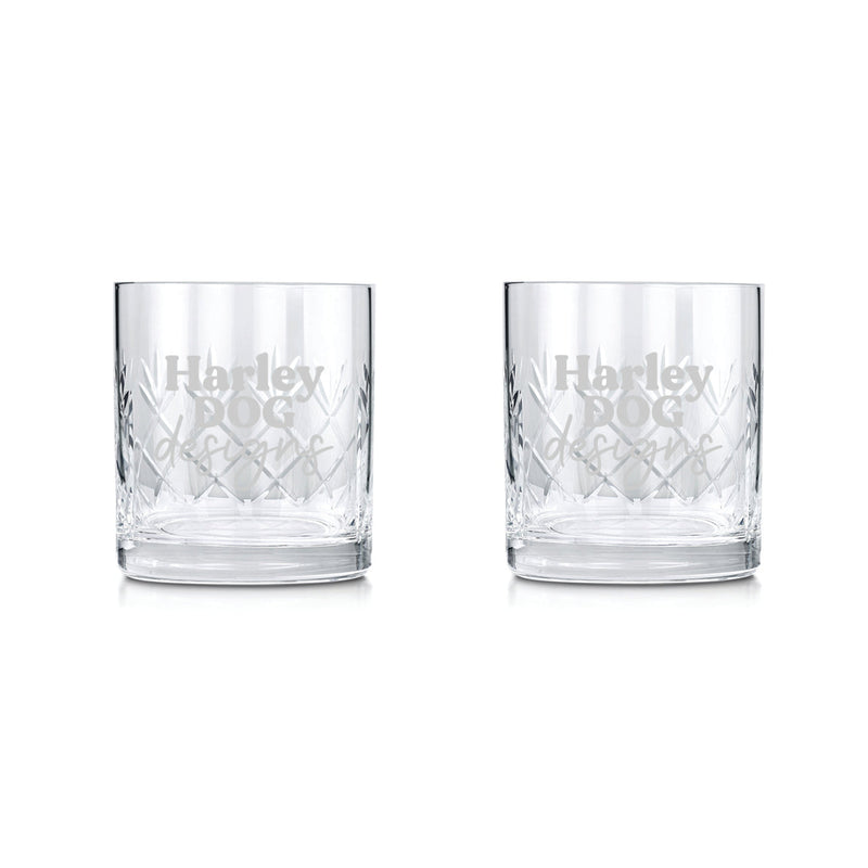 Engraved Cut Glass Logo Tumblers Set of 2